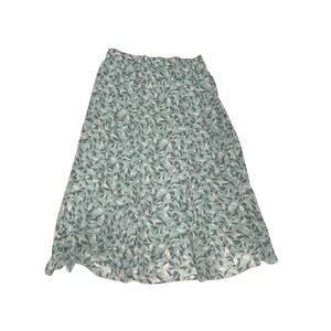 Blue Floral Chiffon Whimsical Fairy‎ Midi Skirt 14 Ethereal Spring Easter